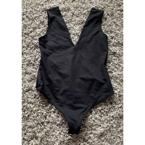 66 NWOT NEW Free People Intimately Keep It Sleek BLACK Bodysuit Tank Top sz M - Picture 2 of 7